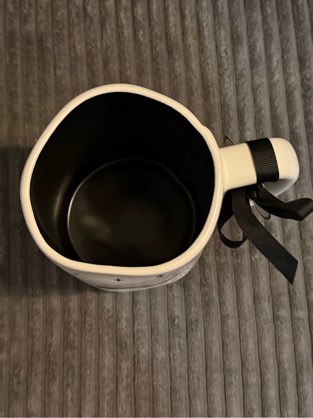 Rae Dunn Matte ‘Quote the Raven Nevermore’ Ceramic Mug in White and Black - Picture 3 of 5